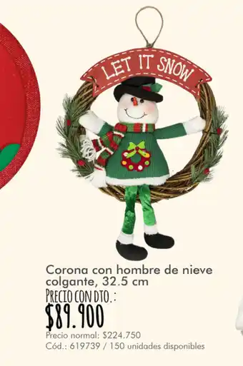 Panamericana Corona con hombre de nieve colgante 32.5cm oferta