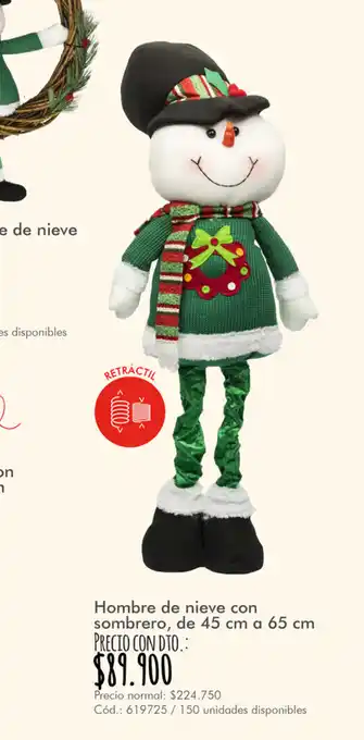 Panamericana Hombre de Nieve con sombrero de 45cm a 65cm oferta
