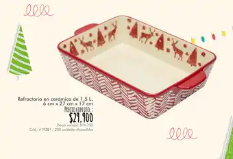 Panamericana Refractaria en ceramica de 1.5L 6cm x 27cm x 17cm oferta