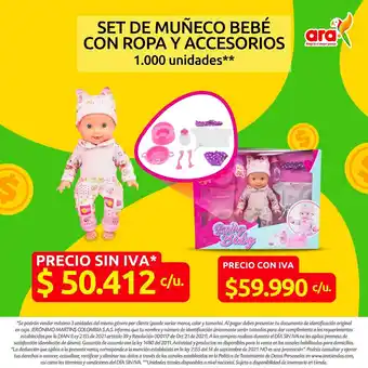 Ara Set de Muñeco Bebe con ropa Y Accesorios oferta