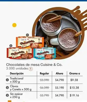 Metro Chocolates de mesa cuisine & co tradicional 500g oferta