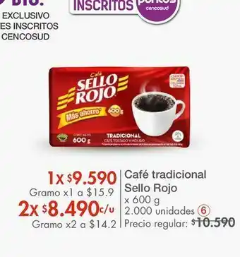 Metro Café tradicional sello rojo x 600 g oferta
