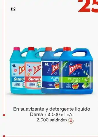 Metro En suavizante y detergente líquido dersa x 4.000 ml c/u oferta