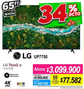 Alkomprar LG ThinQ 65" UP7750 oferta