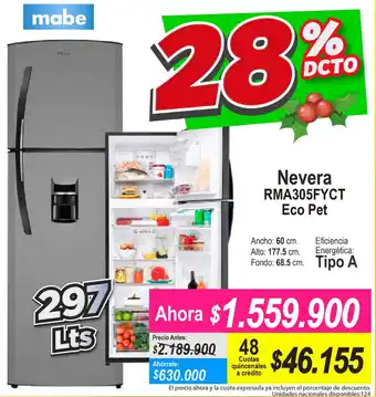 Alkomprar Mabe Nevera RMA305FYCT Eco Pet oferta