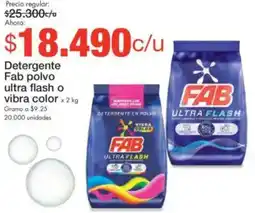 Metro Detergente fab polvo ultra flash o vibra color oferta