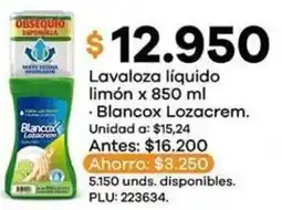 Super Inter Blancox lozacrem lavaloza líquido limón oferta
