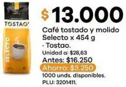 Tostao café tostado y molido selecto