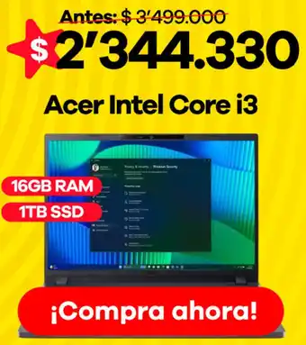 Éxito Acer Intel Core i3 oferta