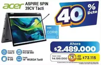 Alkomprar Acer aspire spin39CV tácti oferta