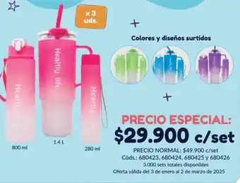 Panamericana Set de vaso con pitillo + 2 botellas oferta