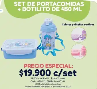 Panamericana Set de portacomidas + botilito oferta