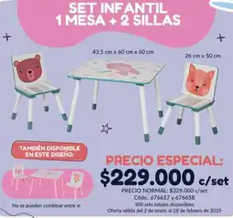 Panamericana Set infantil 1 mesa + 2 sillas oferta