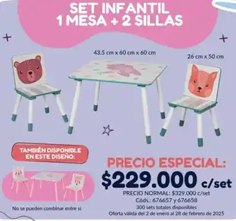 Panamericana Set infantil 1 mesa + 2 sillas oferta