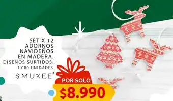 Set x 12 Adornos Navideños en Madera