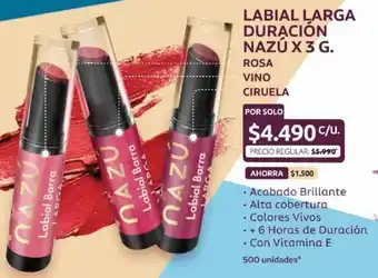 Ara Labial Larga Duración Nazú x 3g oferta