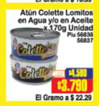 La Gran Colombia Atun Colette Lomitos en Agua y/o en Aceite x 170g Unidad oferta