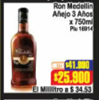 La Gran Colombia Ron Medellin Añejo 3 Años x 750ml oferta