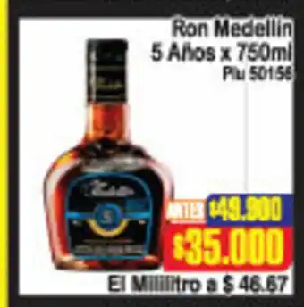 La Gran Colombia Ron Medellin 5 Años x 750ml oferta