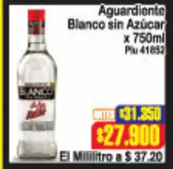 La Gran Colombia Aguardiente Blanco sin Azucar x 750ml oferta