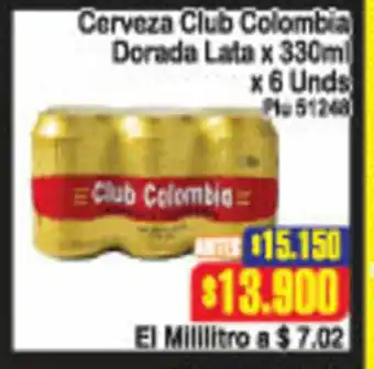 Cerveza Club Colombia Dorada Lata x 330ml x 6 unds