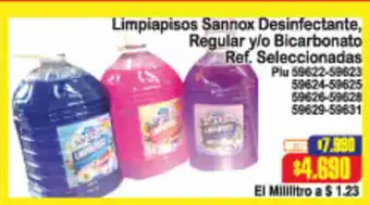La Gran Colombia Limpiapisos Sannox Desinfectante Regular y/o Bicarbonato Ref. Seleccionadas oferta
