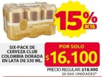 Ara Six-pack de cerveza club colombia dorada en lata oferta