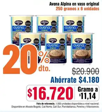 Alkosto Avena alpina en vaso original oferta