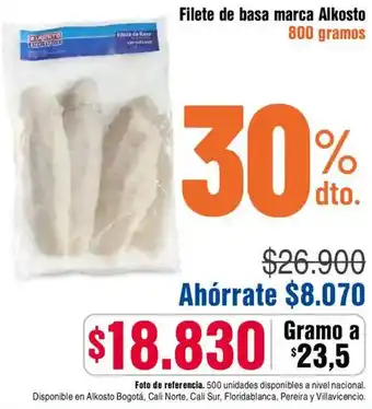 Alkosto Alkosto filete de basa marca oferta