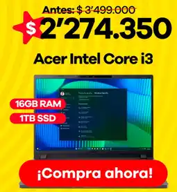 Éxito Acer intel core i3 oferta