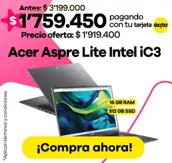 Éxito Acer aspre lite intel iC3 oferta