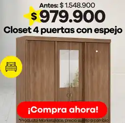 Éxito Closet 4 puertas con espejo oferta