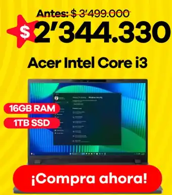 Éxito Acer intel core i3 oferta