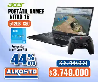 Alkosto Acer Portátil Gamer Nitro 15" oferta