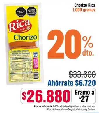 Alkosto Rica chorizo oferta