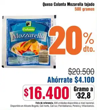 Alkosto Queso Colanta Mozarella tajado oferta