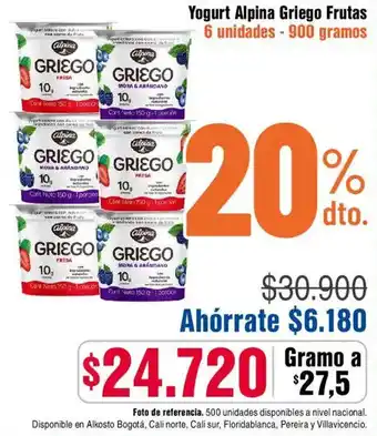 Alkosto Yogurt alpina griego frutas oferta