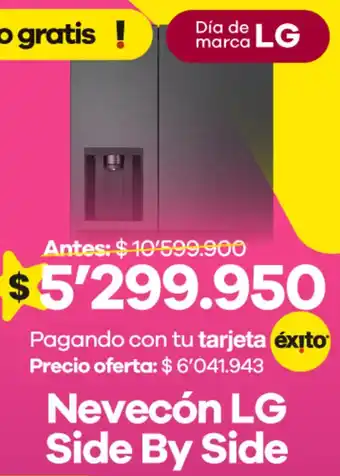 Éxito Lg nevecón side by side oferta