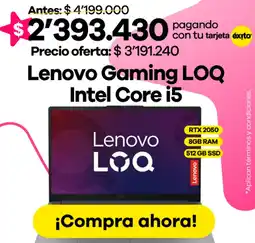 Éxito Lenovo gaming loq intel core i5 oferta