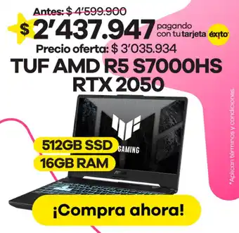 Éxito TUF AMD R5 S7000HS RTX 2050 oferta