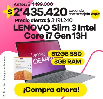 Éxito LENOVO Slim 3 Intel Core i7 Gen 13H oferta