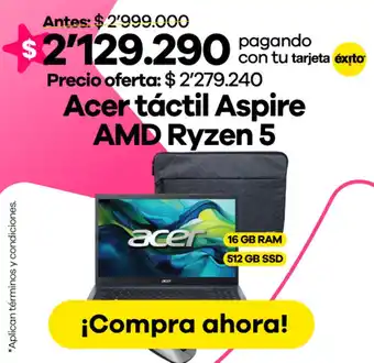 Éxito Acer táctil Aspire AMD Ryzen 5 oferta