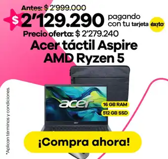 Éxito Acer táctil Aspire AMD Ryzen 5 oferta