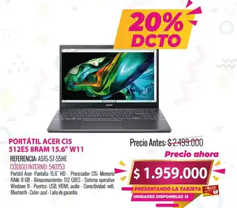 MercaCentro PORTÁTIL ACER CI5 oferta