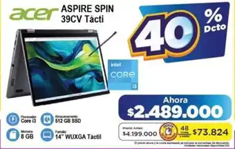 Alkomprar Acer aspire spin 39cv tácti oferta