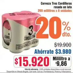 Alkosto Cerveza Tres Cordilleras Rosada oferta