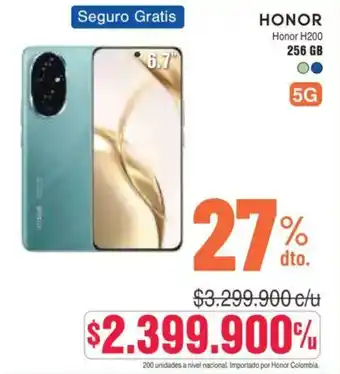 Alkosto HONOR Honor H200 256 GB oferta