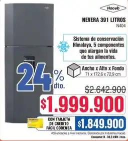 Alkosto Haceb nevera 391 litros oferta