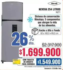 Alkosto Haceb nevera 254 litros oferta