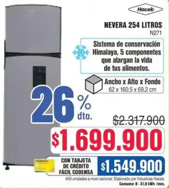 Alkosto Haceb nevera 254 litros oferta